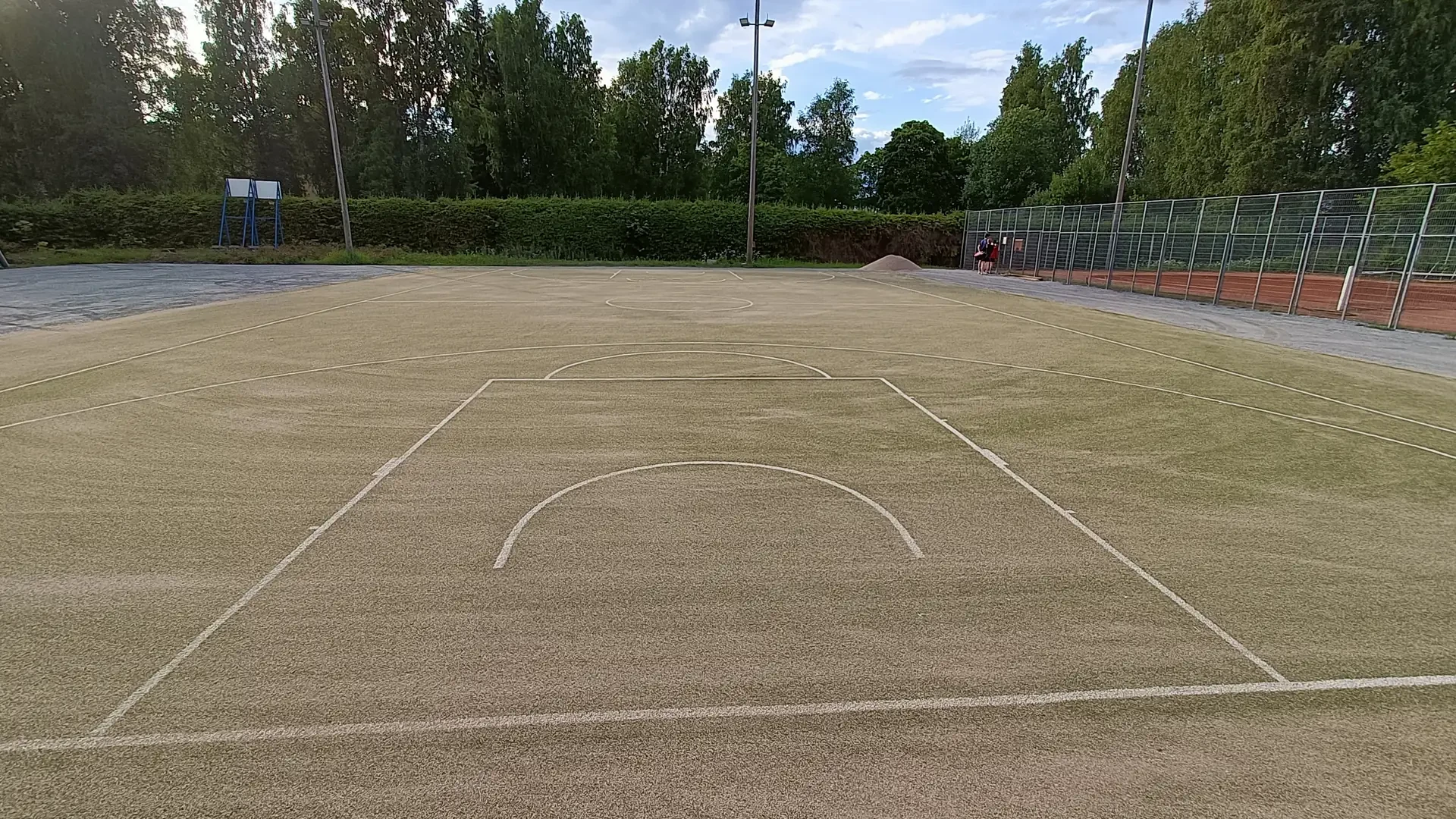 Premium artificial grass basketball court installed